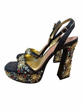 Jeweled Glitter Platform Block Heels Party Prom Wedding Gianni Bini NWOB